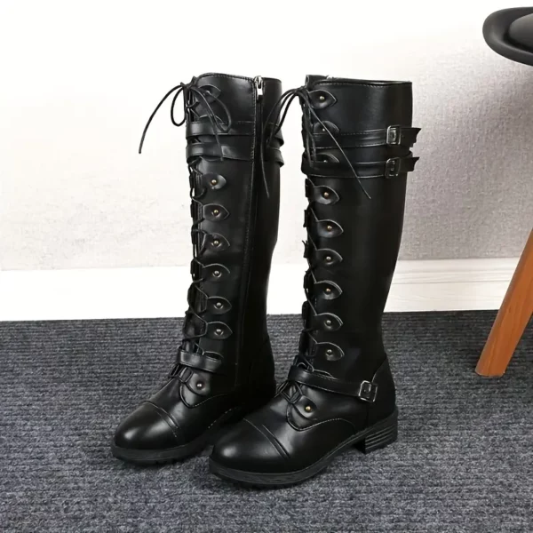 Bottes cavalières femme en cuir – bout rond, talon bas et zip latéral