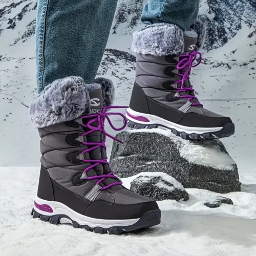 Bottes d'hiver femme imperméables et chaudes doublure fourrure semelle antidérapante