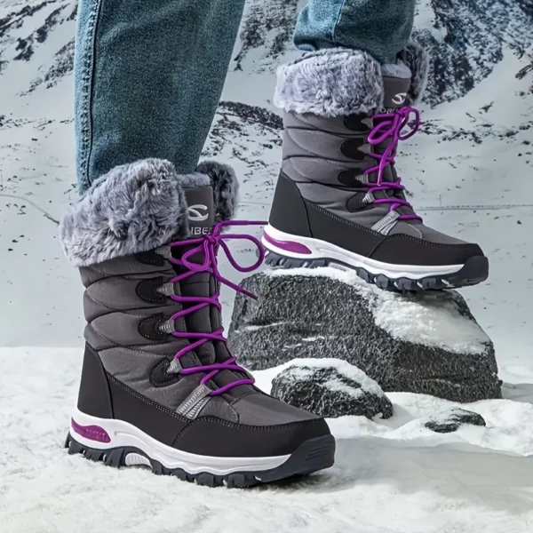 Bottes d'hiver femme imperméables et chaudes doublure fourrure semelle antidérapante