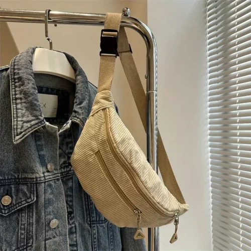 Sac banane femme en velours côtelé – léger et grande capacité