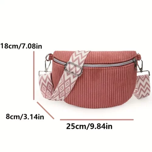 Sac banane en velours côtelé pour femme – style unisexe avec sangle réglable