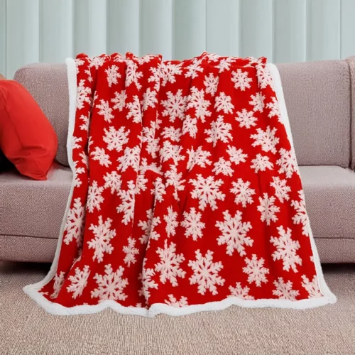Plaid de Noël doux double couche – couverture cocooning motif festif chaleureux