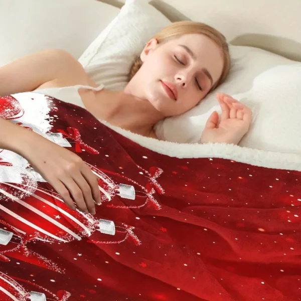 Plaid de Noël doux et confortable – couverture polaire à motif festif chaleureux