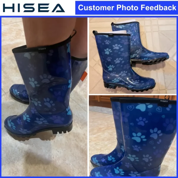 Bottes de pluie femme mi-mollet en caoutchouc avec imprimé mignon élégant