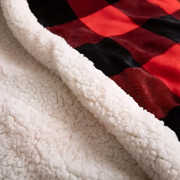 Plaid en flanelle douce réversible – motif carreaux rouge noir – ultra confortable