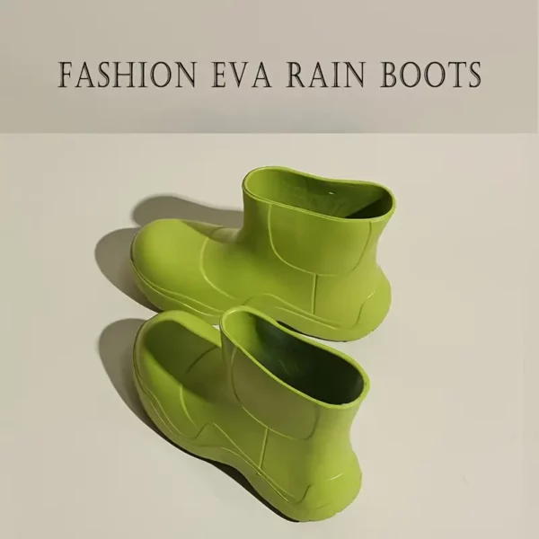 Bottes de pluie femme en caoutchouc – style chic à enfiler avec semelle épaisse