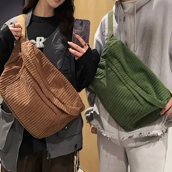 Sac banane femme en velours côtelé – bandoulière tendance grande capacité