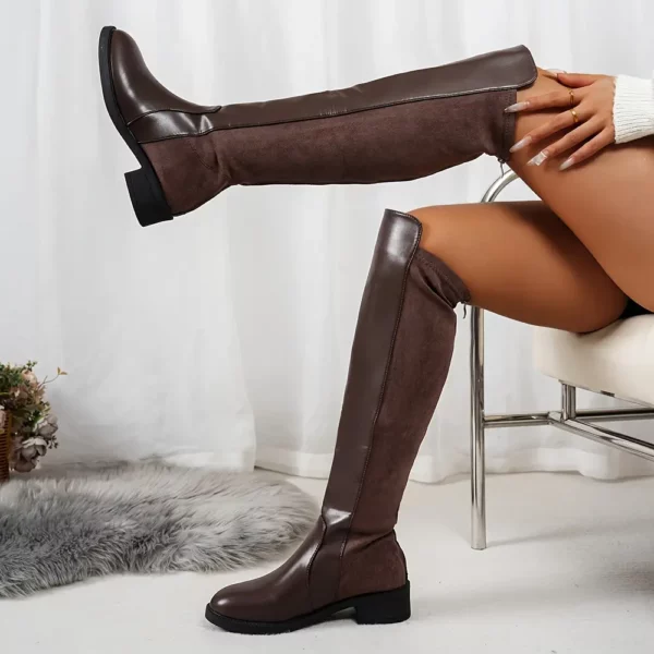 Bottes cavalières femme en cuir – style équitation au-dessus du genou