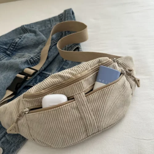 Sac banane femme en velours côtelé – chic et pratique pour le quotidien
