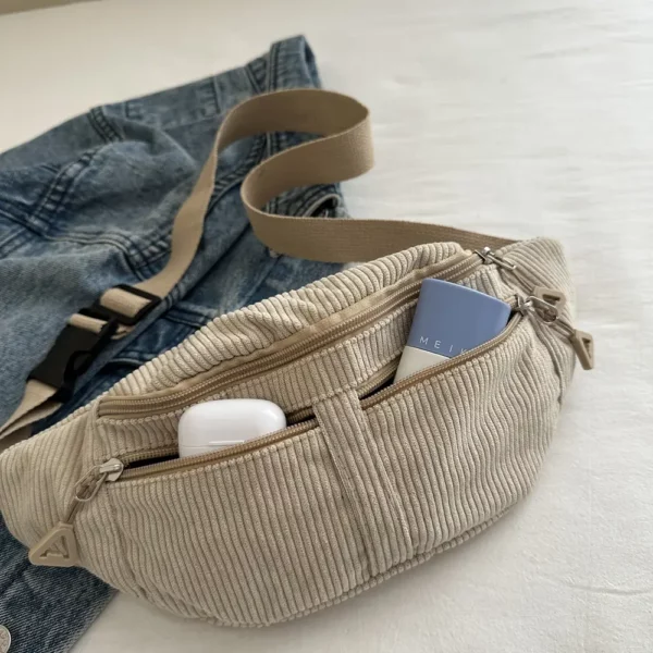 Sac banane femme en velours côtelé – chic et pratique pour le quotidien
