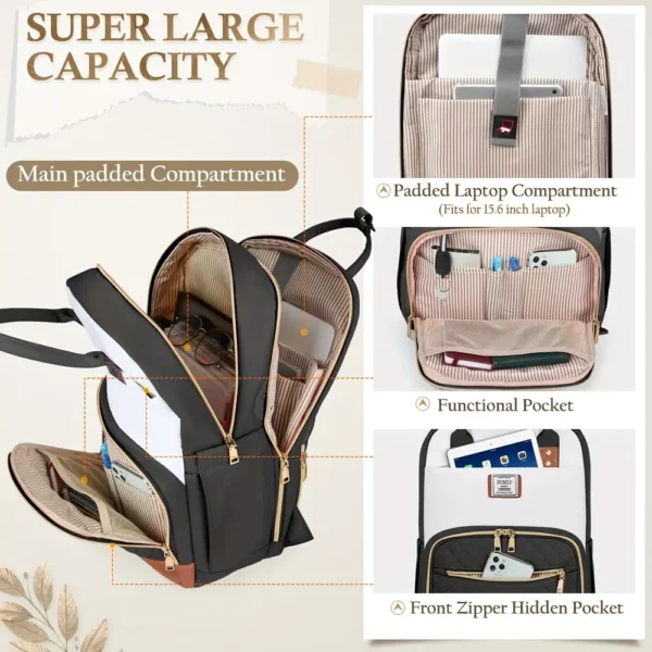Sac à dos élégant pour ordinateur femme – set 2 pièces avec pochette assortie