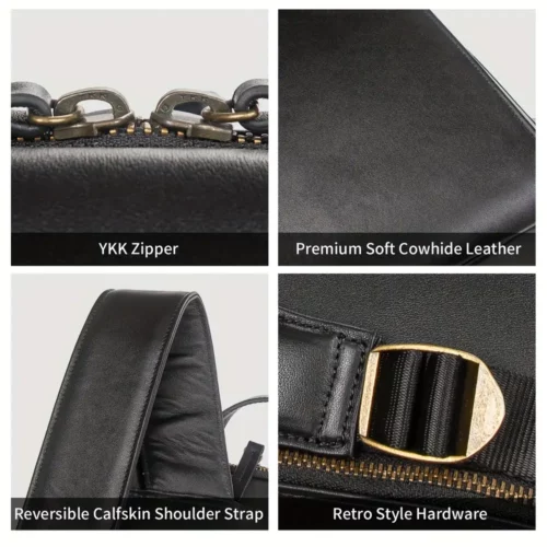 Sac à dos femme en cuir véritable noir – Élégant et compatible ordinateur portable