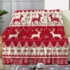 Plaid de Noël en flanelle douce à motif renne rouge et blanc – ambiance festive