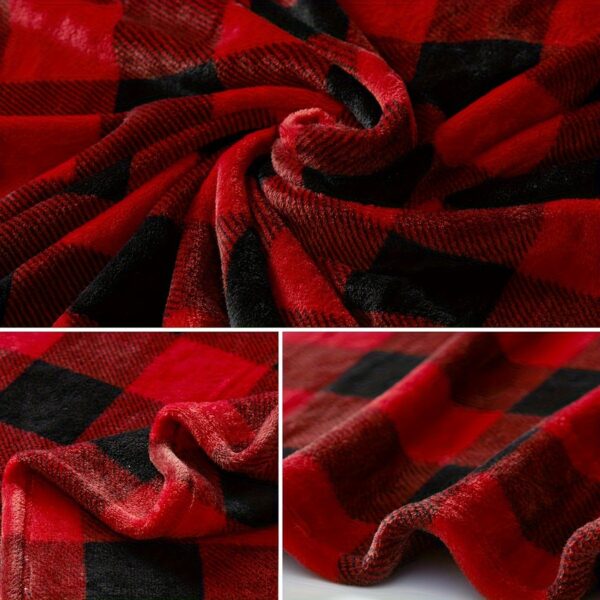 Plaid de Noël réversible en flanelle polaire – style vintage doux et chaud