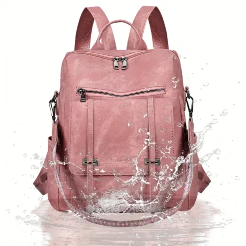 Sac à dos femme 3-en-1 en cuir végan avec poche antivol – usage quotidien