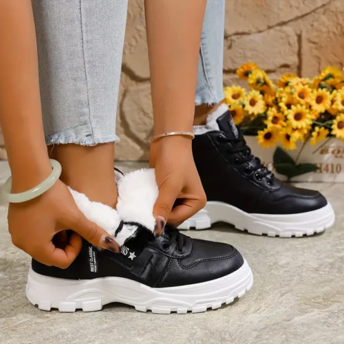 Bottes d'hiver femme montantes avec semelle plateforme antidérapante