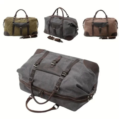 Sac week-end femme en toile style rétro – bandoulière pratique et compartiments multiples