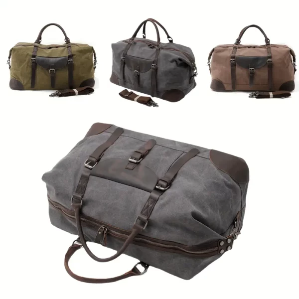 Sac week-end femme en toile style rétro – bandoulière pratique et compartiments multiples
