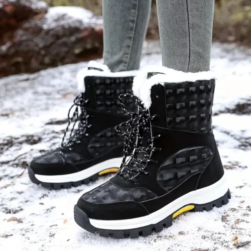 Bottes de neige femme mi-mollet fourrées avec semelle antidérapante chaude