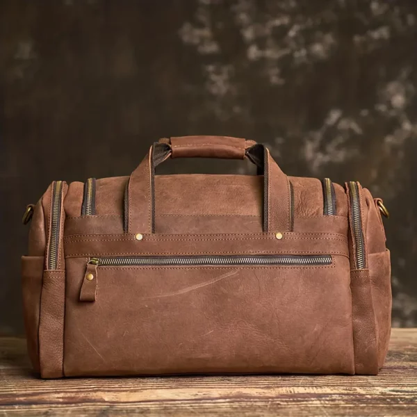 Sac week-end femme en cuir souple – grand sac de voyage avec poches zippées