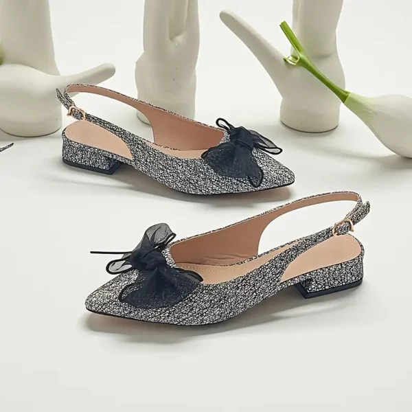Escarpins femme à talon bas et bout pointu – confort chic avec nœud élégant