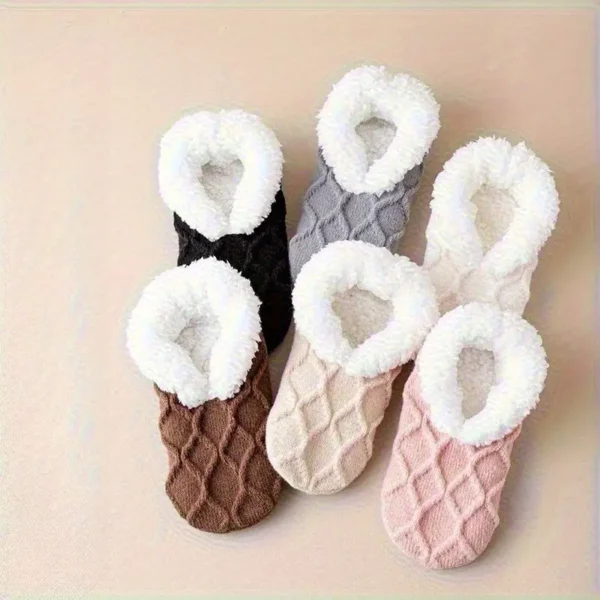 Chaussons chaussettes polaires femme antidérapants – intérieur hiver cocooning