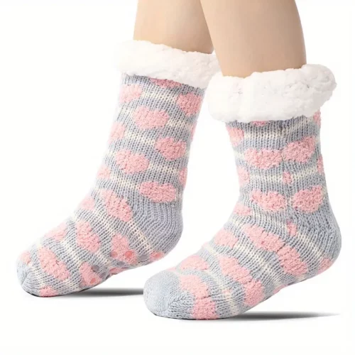 Chaussons chaussettes antidérapants femme hiver – douillets et thermiques anti-froid