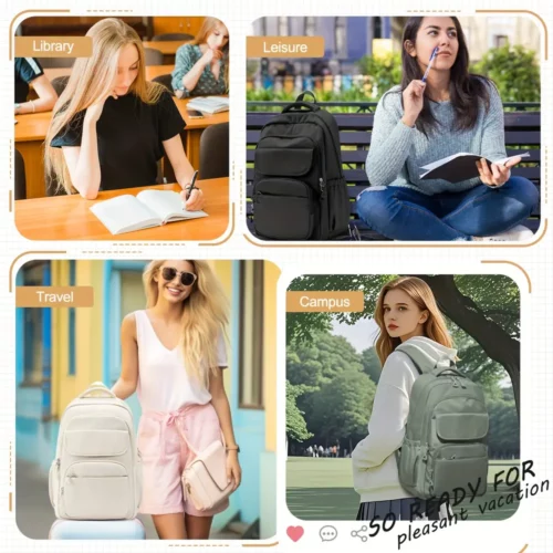 Sac à dos léger femme en nylon imperméable – style urbain et décontracté