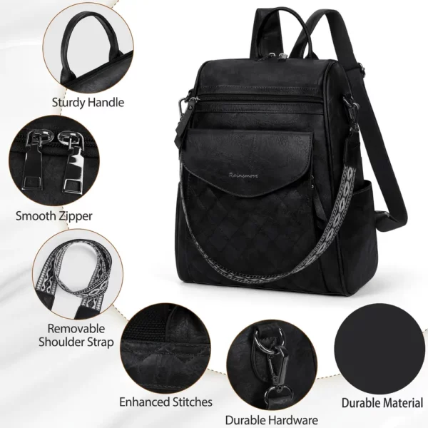 Sac à dos ordinateur femme convertible élégant imperméable style sac à main