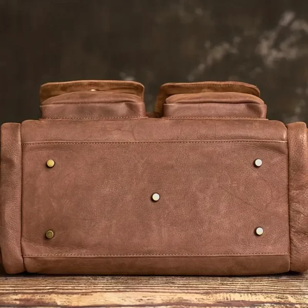 Sac week-end femme en cuir souple – grand sac de voyage avec poches zippées