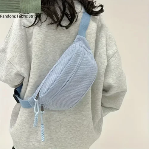 Sac banane femme en velours côtelé – style décontracté et bandoulière ajustable