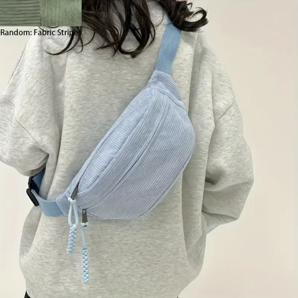 Sac banane femme en velours côtelé – style décontracté et bandoulière ajustable