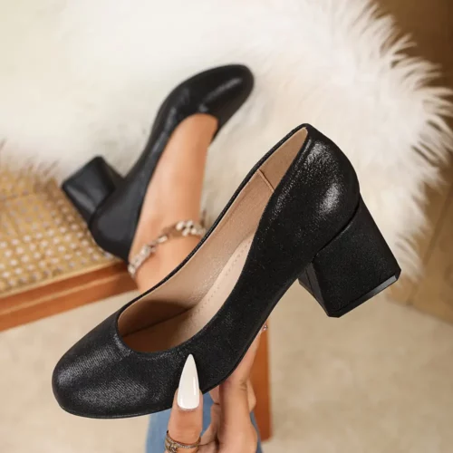 Escarpins femme talon bloc bas – style Mary Jane confortable et antidérapant
