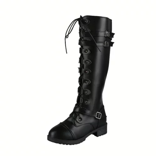 Bottes cavalières femme en cuir – bout rond, talon bas et zip latéral