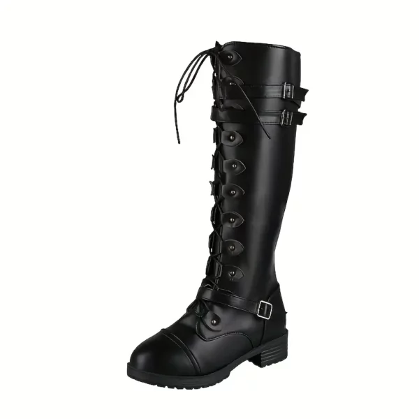 Bottes cavalières femme en cuir – bout rond, talon bas et zip latéral
