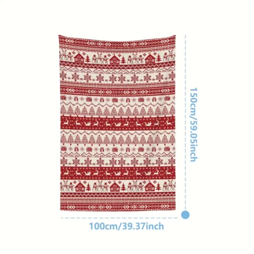 Plaid de Noël en flanelle douce – couverture chaude à motif festif cosy