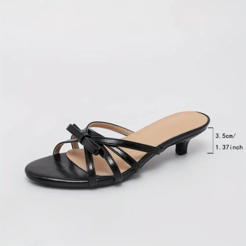 Sandales femme mariage à petit talon – confort avec nœud et bride cheville