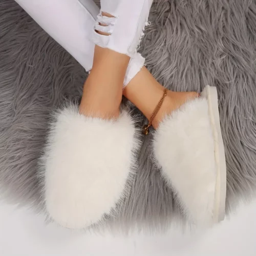 Chaussons femme fourrés en peluche douce – confort chaud pour l'hiver