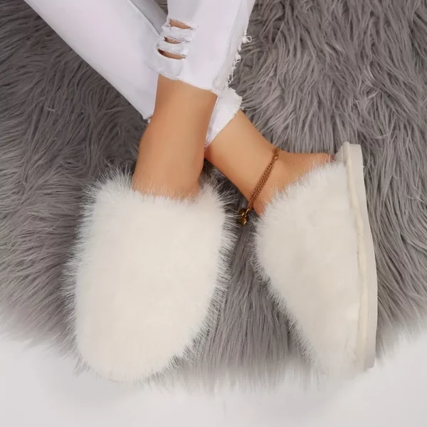 Chaussons femme fourrés en peluche douce – confort chaud pour l'hiver